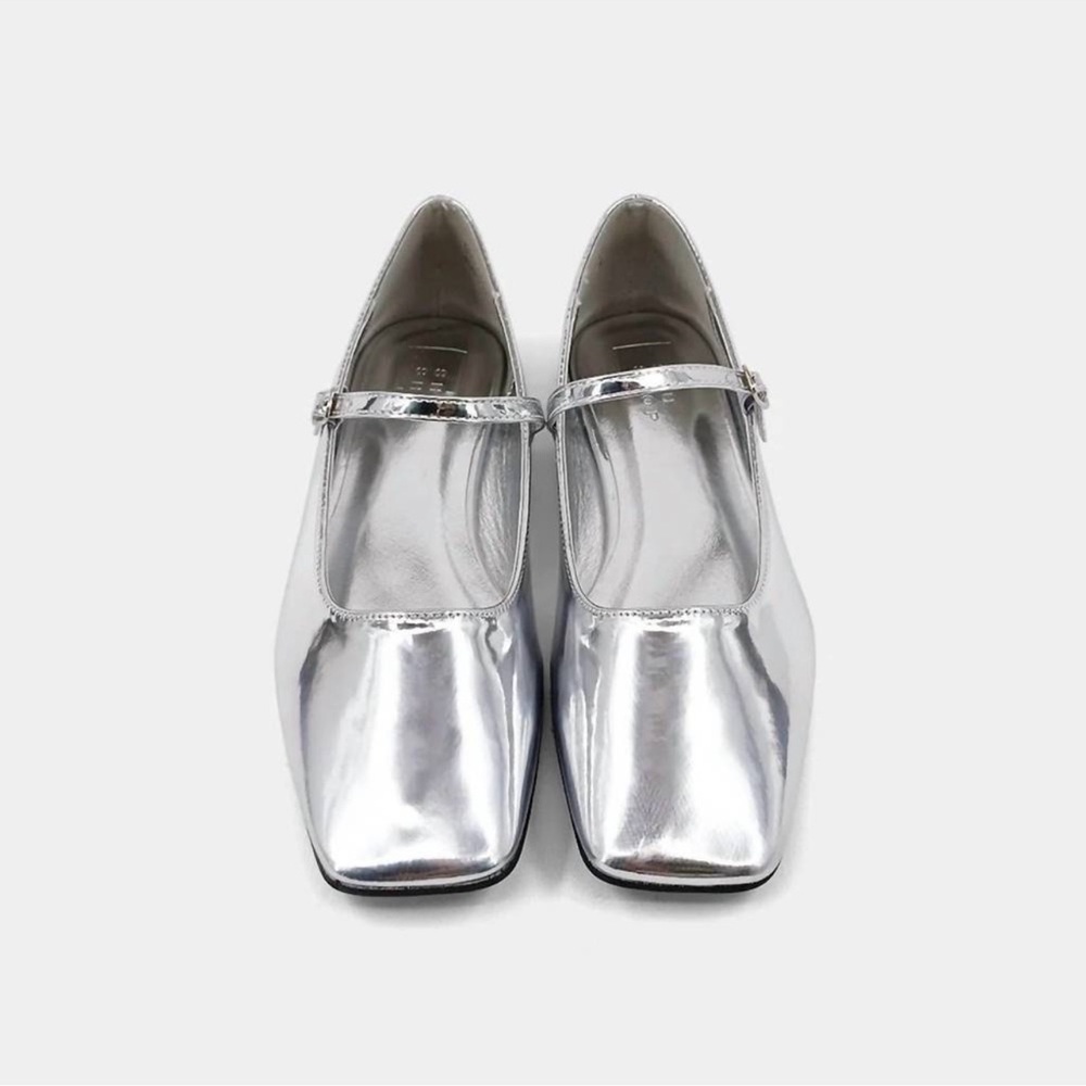 SHU SHOP Addison Silver Mary Jane Flats Multiple Sizes